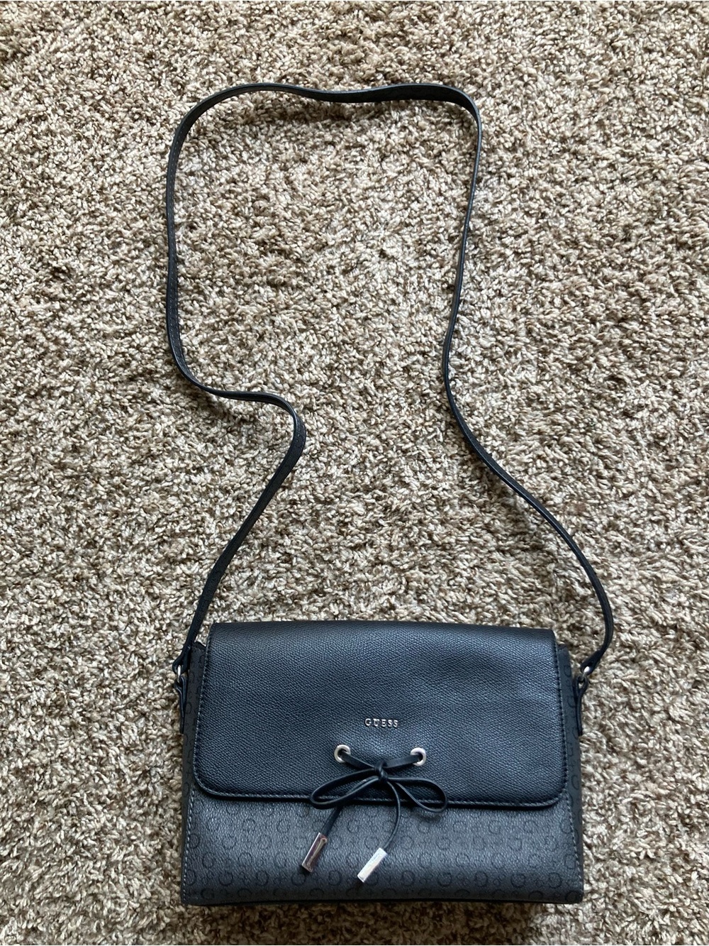 GUESS Black Crossbody with Bow-Tie Detail